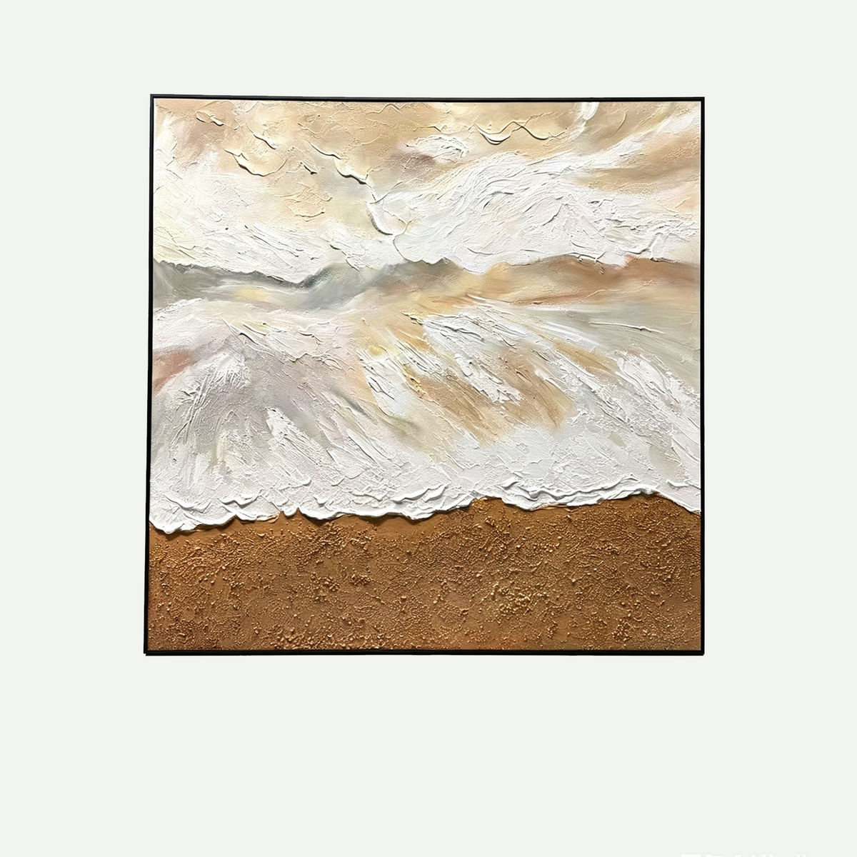Whispers of Sand Between Tides – Impasto Landscape Oil Painting Wall Art