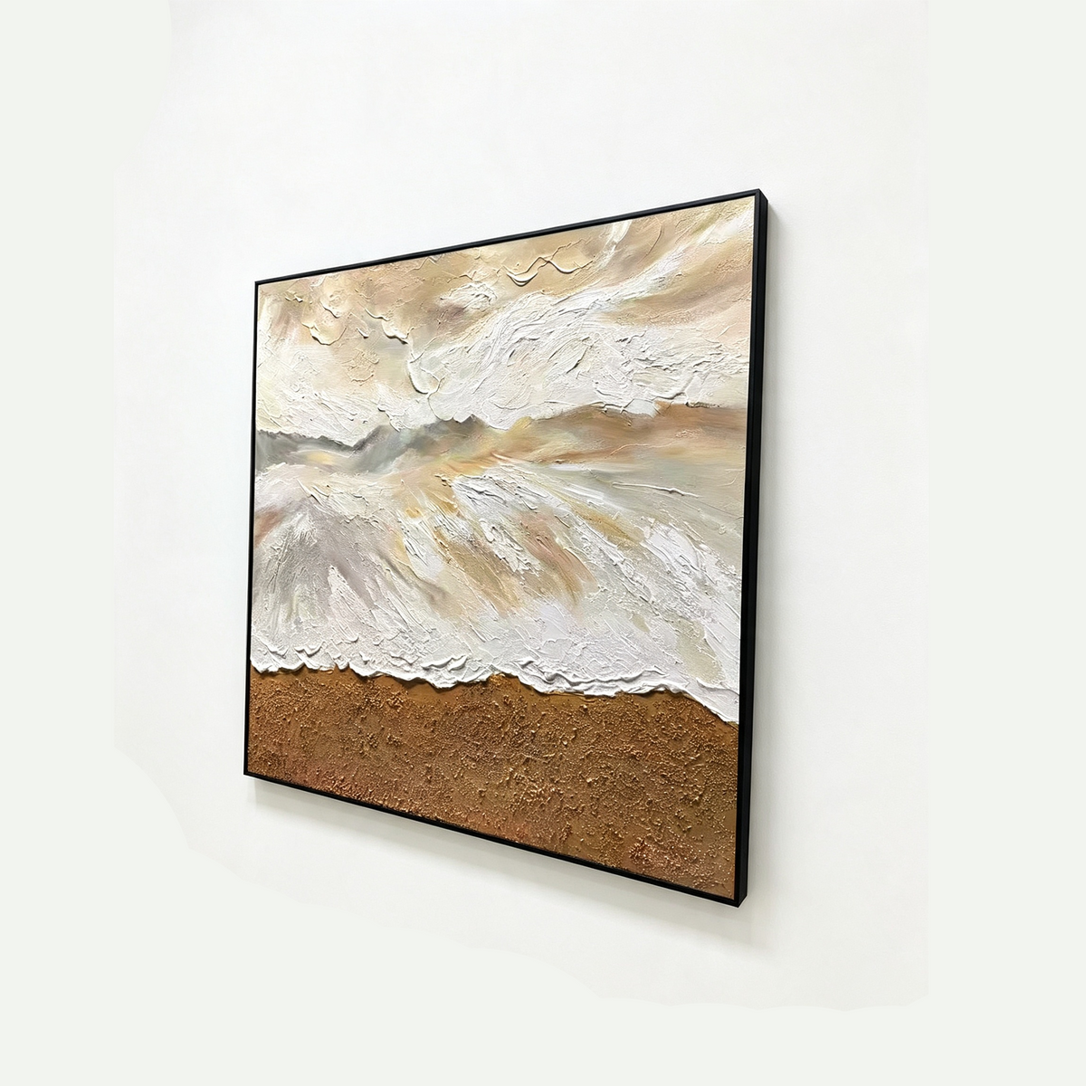 Whispers of Sand Between Tides – Impasto Landscape Oil Painting Wall Art