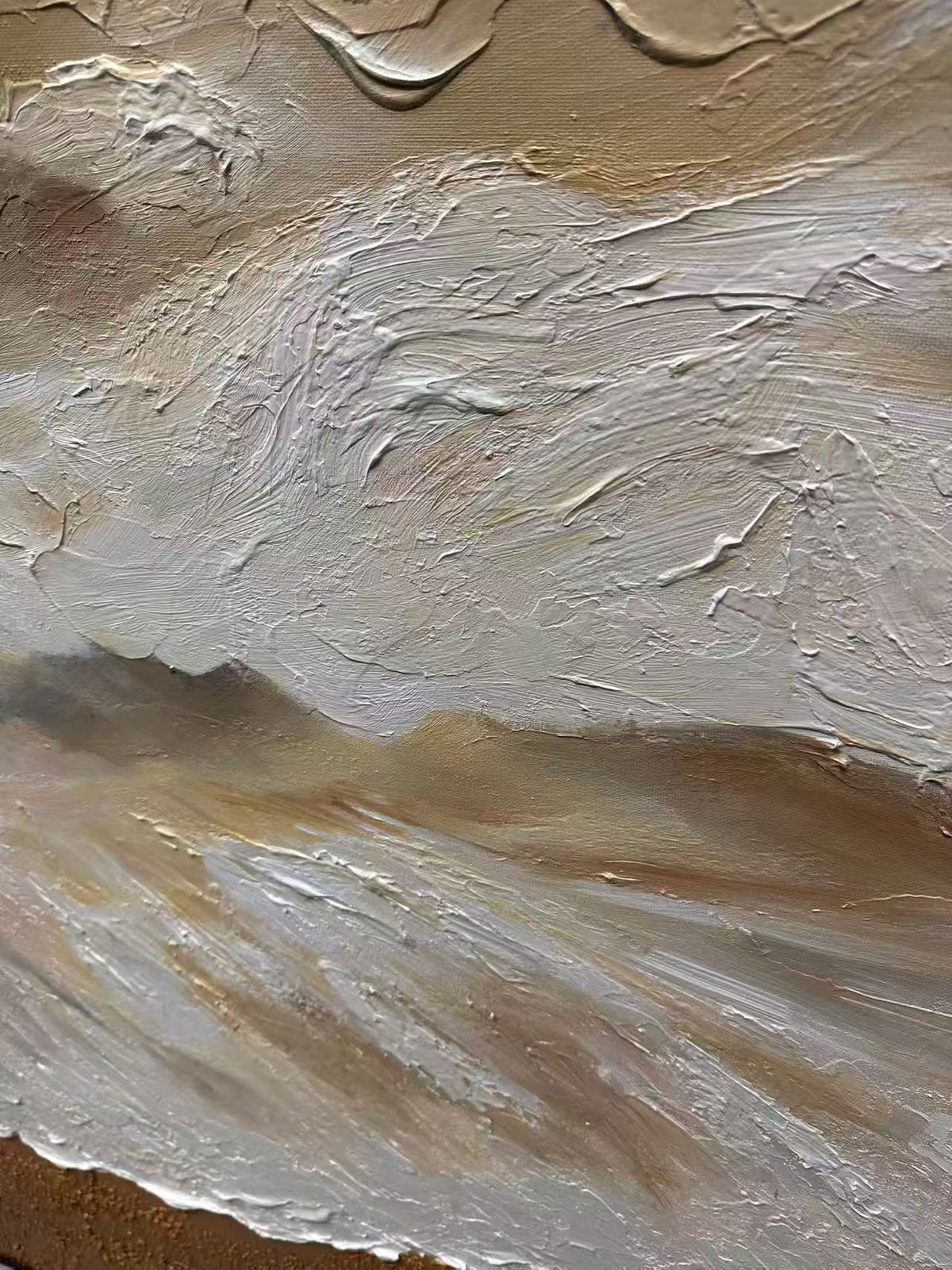 Whispers of Sand Between Tides – Impasto Landscape Oil Painting Wall Art