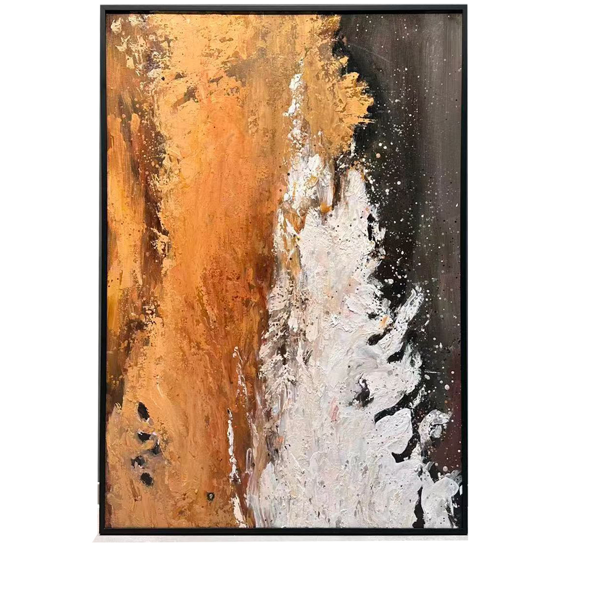 Molten Night – Dark Abstract Textured Oil Painting Canvas Wall Art