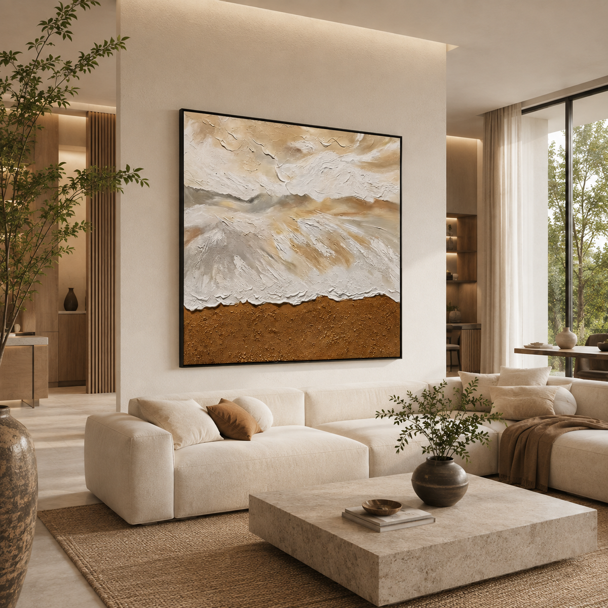Whispers of Sand Between Tides – Impasto Landscape Oil Painting Wall Art